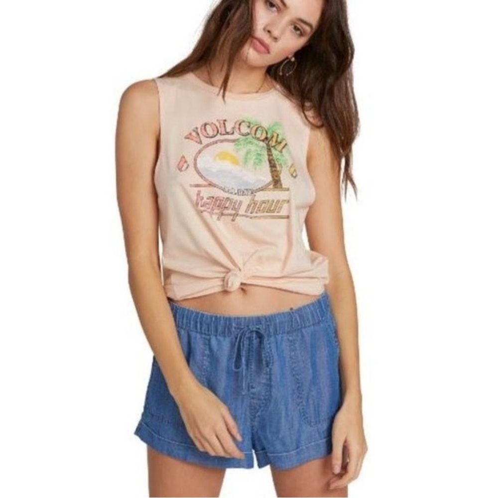 Blue Volcom Pull String Elastic Waist Shorts